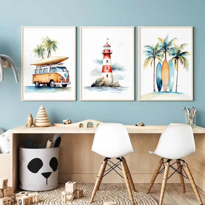 Baby Nursery Ocean Theme - Surf Ocean Themed Nursery Wall Art,