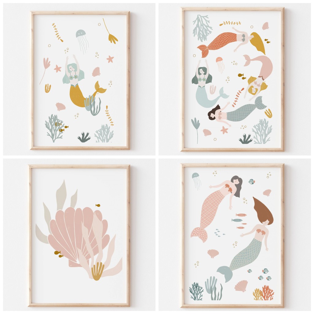 Baby Nursery Ocean Theme - Poster temático Boho Nursery Ocean, Pink