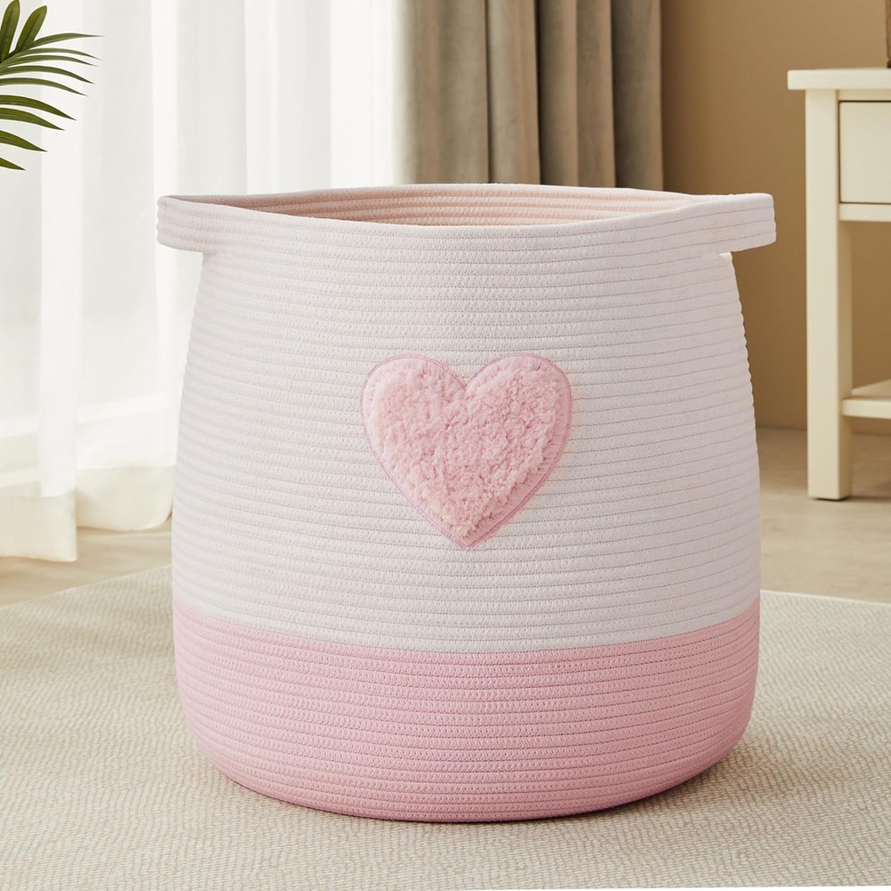 Laundry Hamper Nursery - Cesto de lavanderia rosa para crianças,