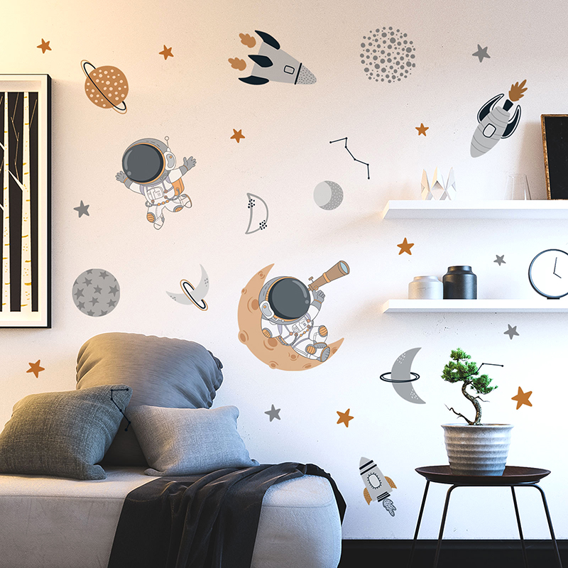 Baby Nursery Decor Boy - Espaço dos desenhos animados astronauta planeta