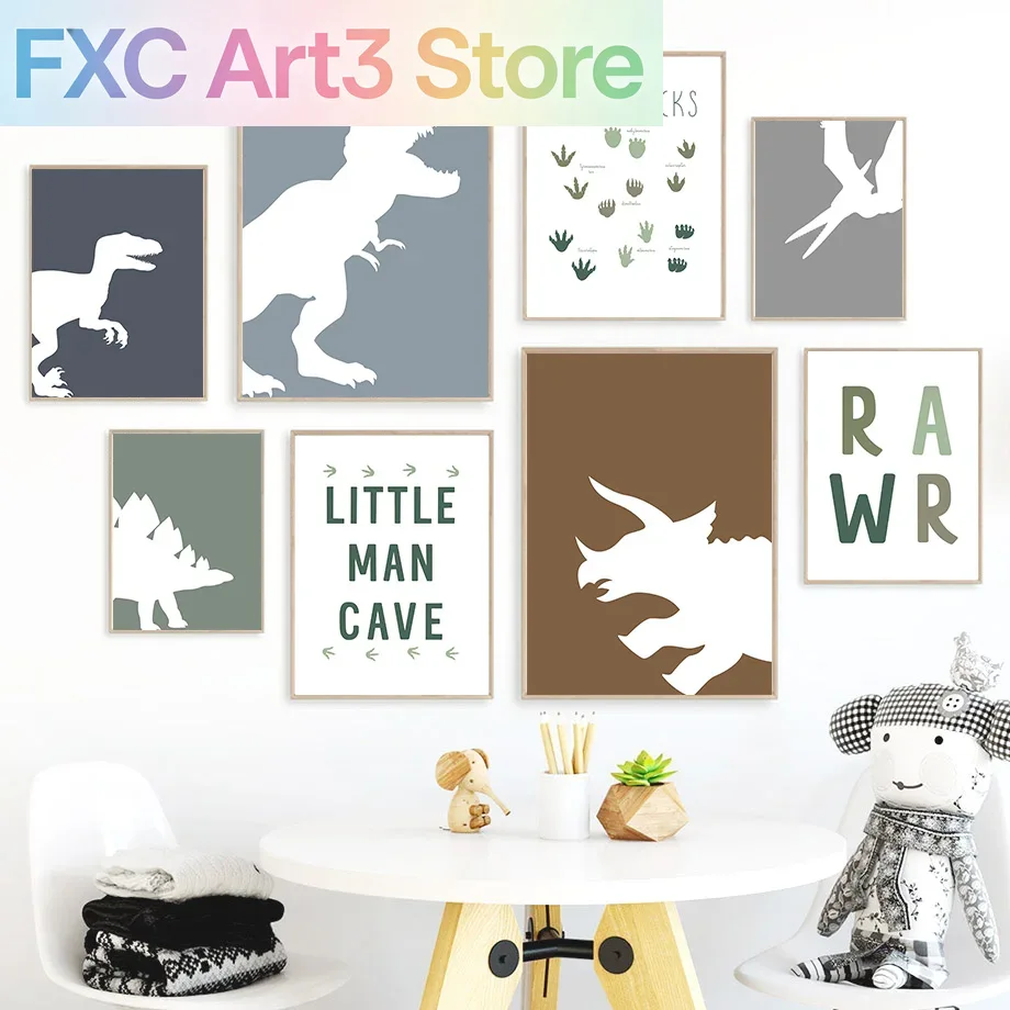 Baby Nursery Quotes - Quadros Decorativos Sem Moldura de Dinossauros