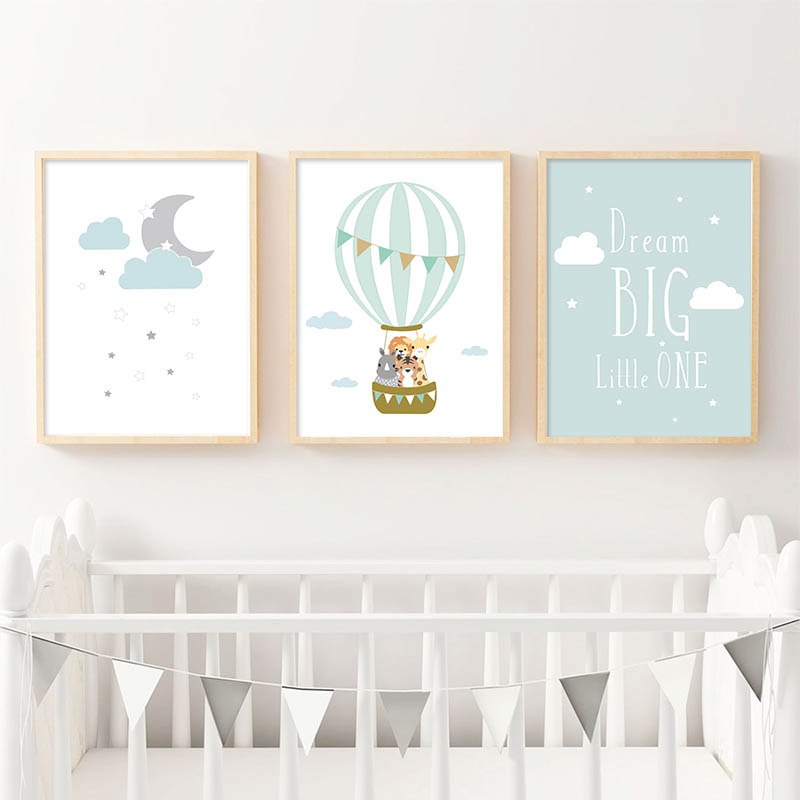 Baby Nursery Quotes - Pôster de Balão e Lua para