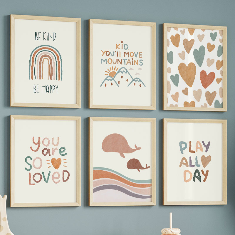 Baby Nursery Quotes - Pôster de Coração Arco-Íris com Baleia