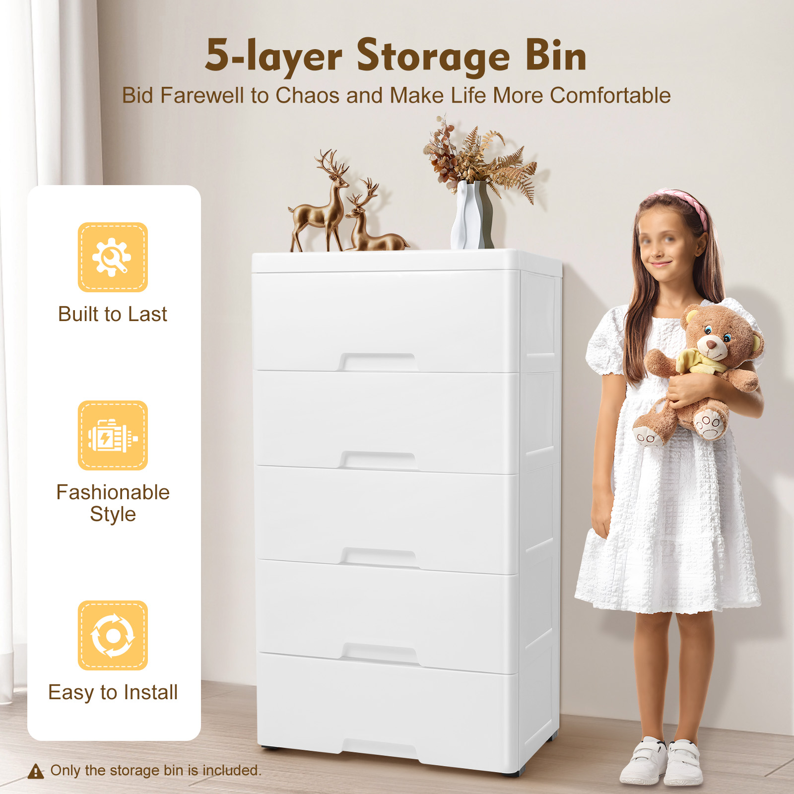 Drawer Dresser White - Armário de Armazenamento de Grande Capacidade