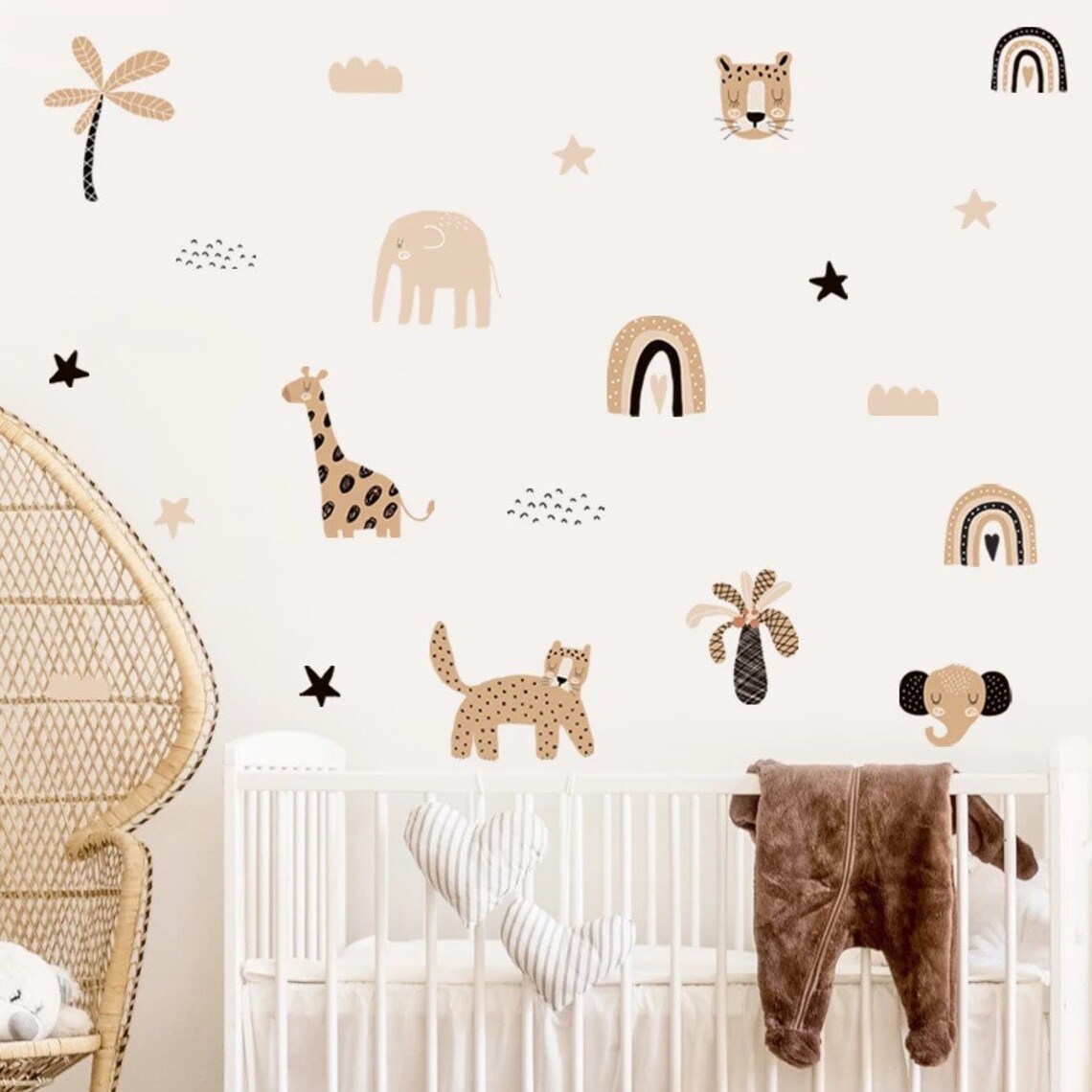 Baby Nursery Decor Boy - Adesivos de Parede Boho com Arco-Íris,