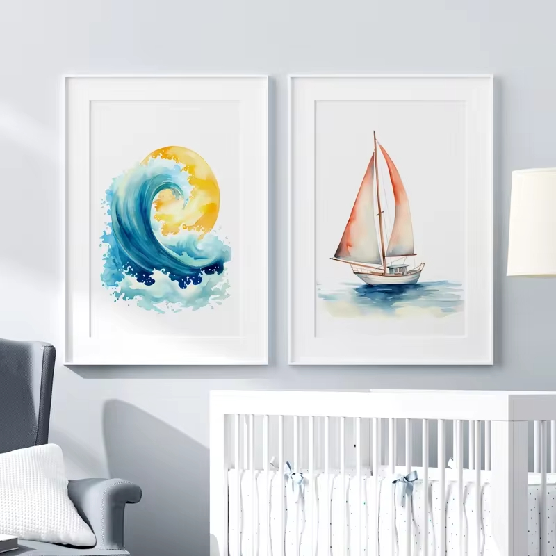 Surf Ocean Themed Nursery Wall - Baby Nursery Ocean Theme avaliação e preço