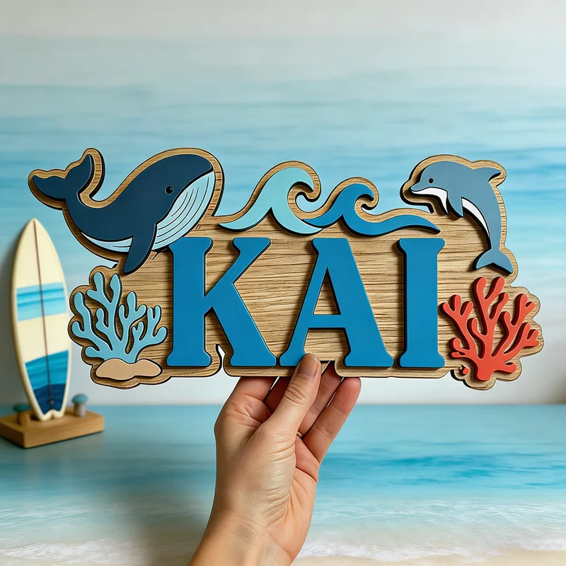 Placa de madeira personalizada - Baby Nursery Ocean Theme avaliação e preço