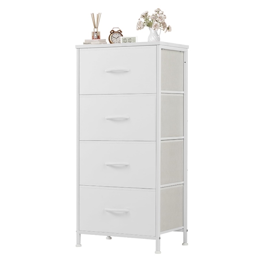 Cômoda de Tecido com 4 Gavetas - Drawer Dresser White avaliação e preço