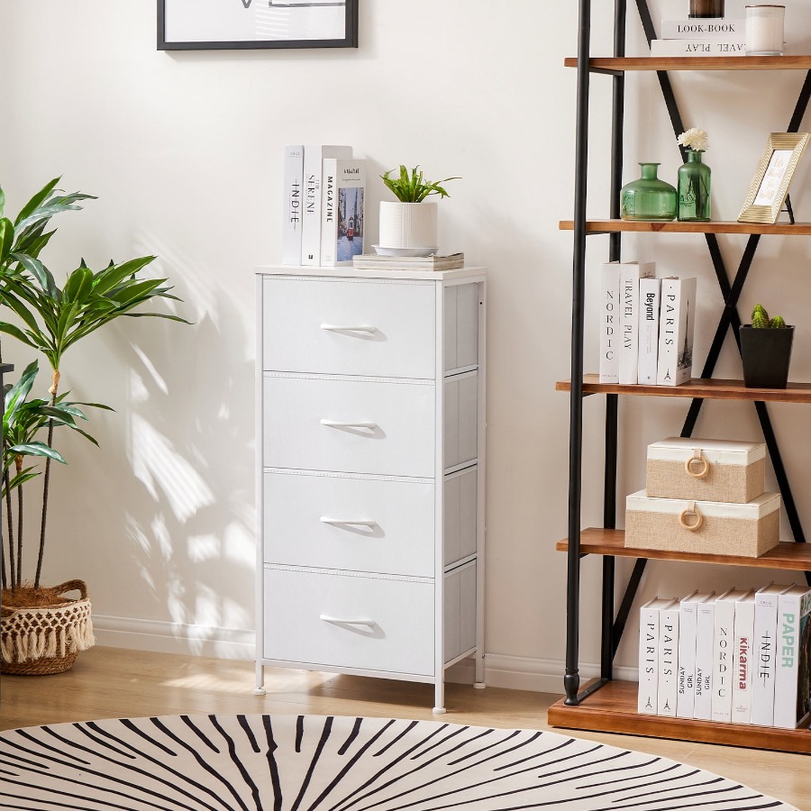 Cômoda de Tecido com 4 Gavetas - Drawer Dresser White avaliação e preço