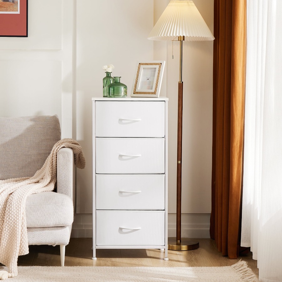 Cômoda de Tecido com 4 Gavetas - Drawer Dresser White avaliação e preço
