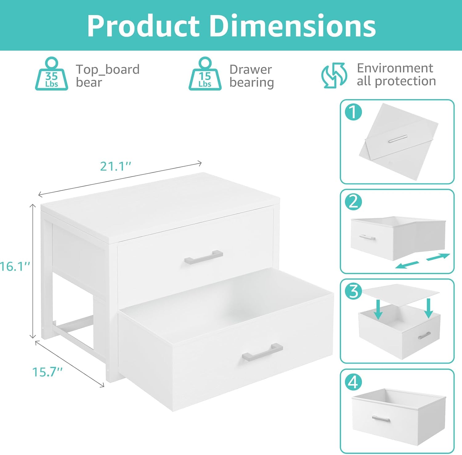 Cômoda moderna empilhável de t - Drawer Dresser White avaliação e preço