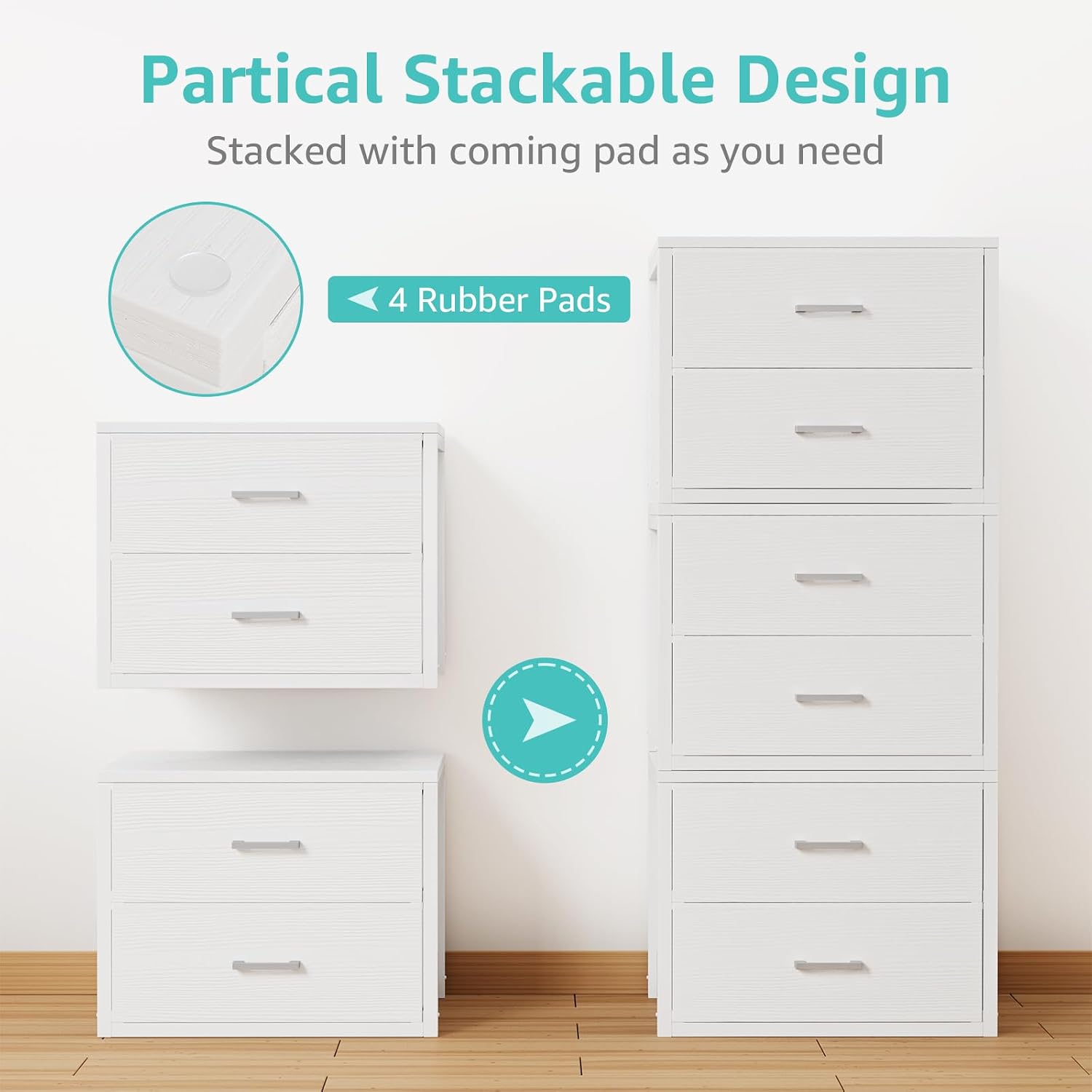 Cômoda moderna empilhável de t - Drawer Dresser White avaliação e preço
