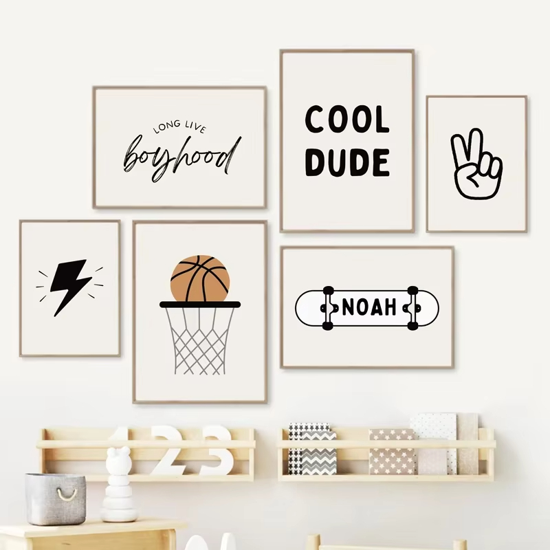 Pôster Simples de Basquete e S - Baby Nursery Decor Boy avaliação e preço