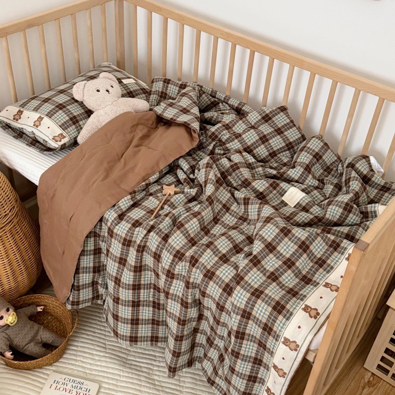 Colcha de linho de grade respi - Baby Nursery Bedding avaliação e preço