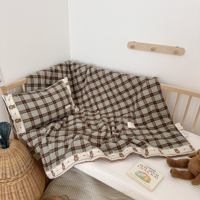 Colcha de linho de grade respi - Baby Nursery Bedding avaliação e preço