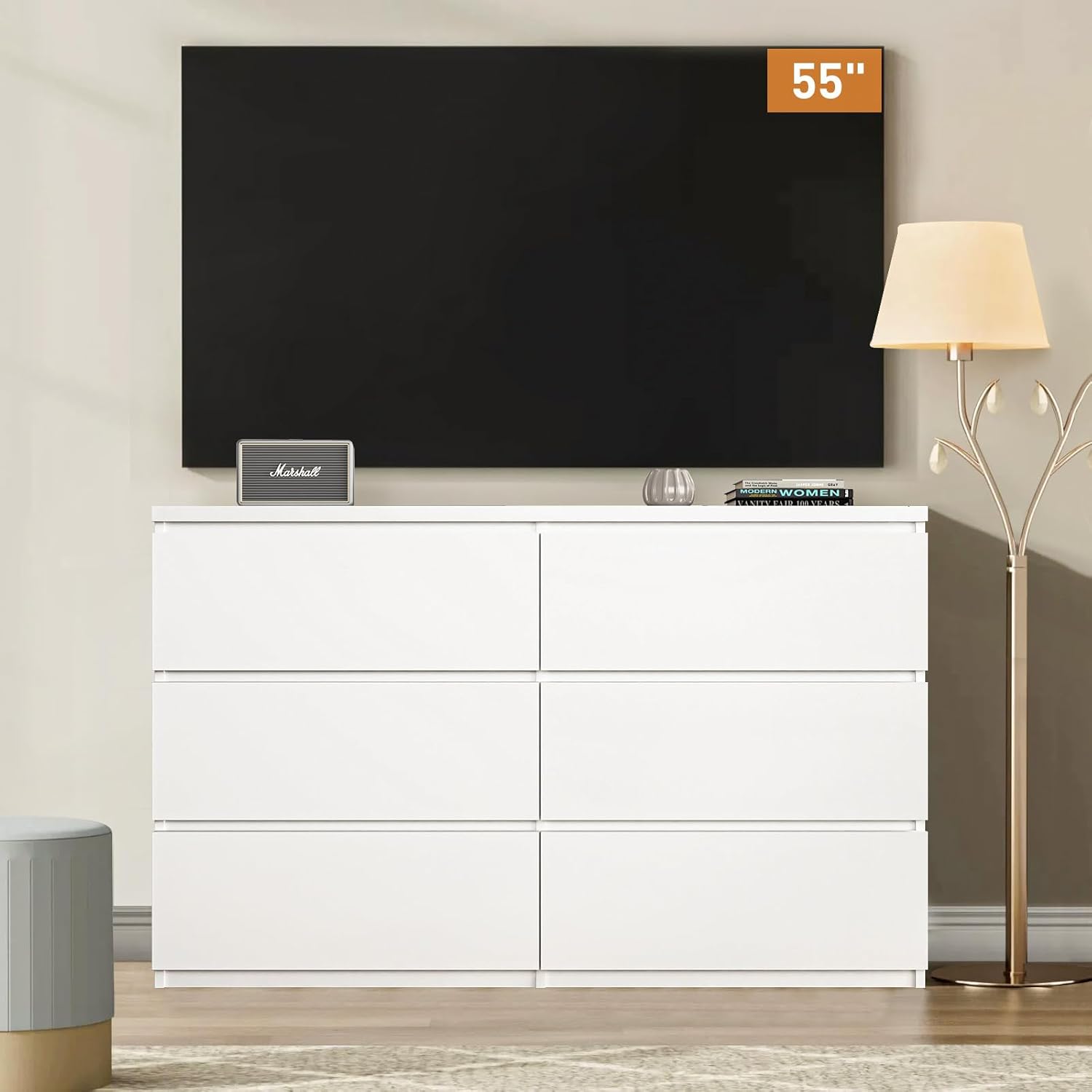 Cômoda de Madeira Branca com 6 - Drawer Dresser White avaliação e preço