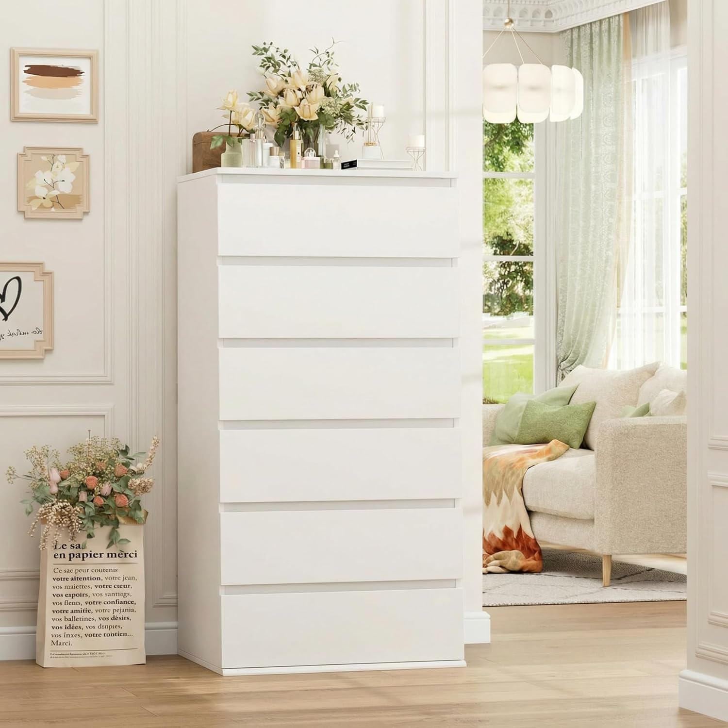 Cômoda Moderna Alta Branca de  - Drawer Dresser White avaliação e preço