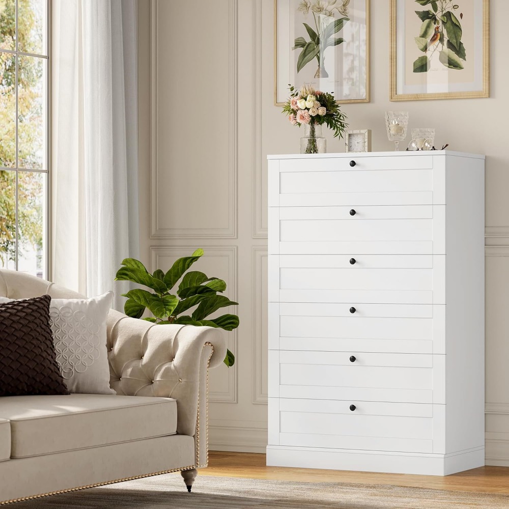 Cômoda branca requintada com 6 - Drawer Dresser White avaliação e preço